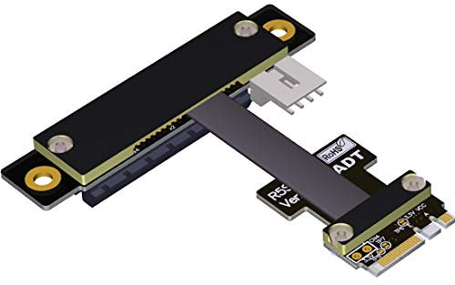 ADT-Link M.2 WiFi A.E Key A+E to PCI-e 4X x4 Riser Extender Adapter Card Ribbon Gen3.0 Cable AE Key A E for PCIE 3.0 x1 x4 x16 M2 Card (10cm,R52SR)