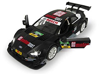 JAMARA 405208 Street Kings Audi RS 5 DTM Diecast 1:32 schwarz-Rückzugmotor, Scheinwerfer/Rücklichter, realistischer Sound, Türen öffnen, detailgetreues Design