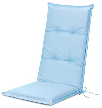 JEMIDI 1x Gartenstuhl Auflage Polster - 100% Polyester Hochlehner Stuhlauflage mit Bändern - wasserabweisend pflegeleicht - mit Schaumstofffüllung - 120x50cm