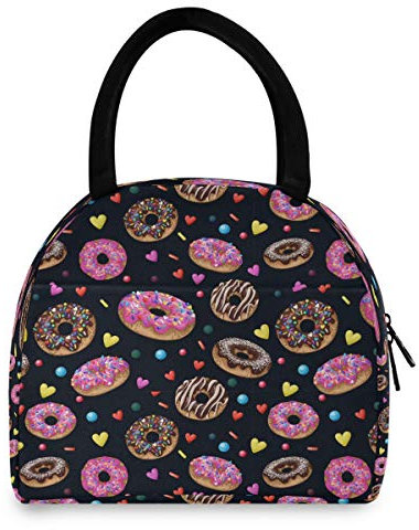 Yummy Donuts Lunchtasche, isoliert, Brotdose, wiederverwendbar, Thermo-Kühltasche, Handtasche, Mahlzeitvorbereitung, Snack-Organizer für Schule, Arbeit, Picknick