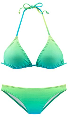 Lazzboy Bikini Set Farbverlauf Frauen Brasilianischen Badebekleidung Halfter Badeanzug Strand Damen Triangel Push Up Bandeau Neckholder Bustier(Blau,M)