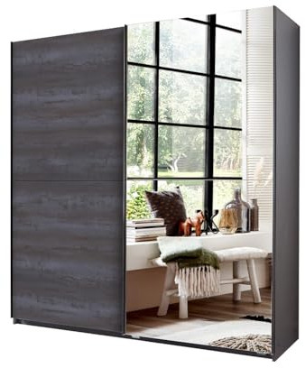 Wimex Herne Industrieller Kleiderschrank mit Schiebetüren, Stahl, 2 Türen, 180 cm, Grau