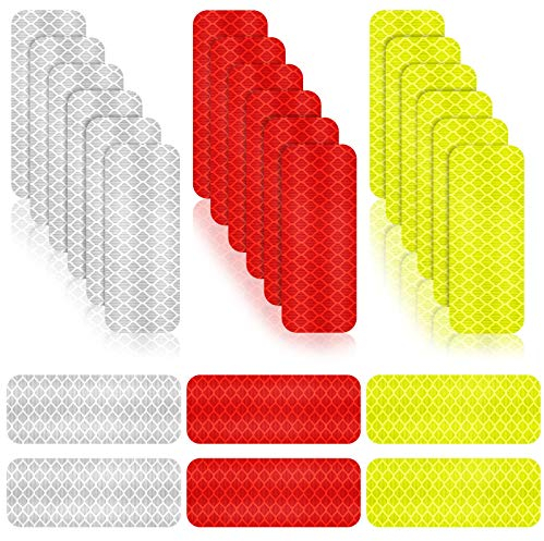 24 Stücke Warnung Reflektierende Aufkleber Sicherheit Reflektorband Warnband Nachtsichtbarkeit Klebende Aufkleber Wasserdichtes Reflektierend Klebeband Aufkleber, 1,18 x 3,25 Zoll