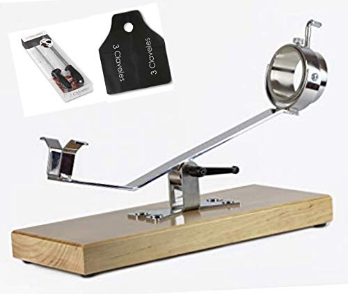Hidalgo Soporte Jamonero Basculante con Base de Madera Color Nogal + Set de Corte 3 Claveles + Regalo Cubre jamón.
