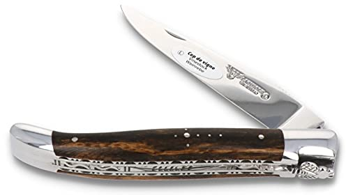 Laguiole en Aubrac Taschenmesser - 12 cm - Griff Weinrebe - Doppelplatine - Klinge und Backen glänzend - Messer Frankreich