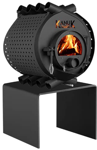 Warmluftofen Kanuk® Original 10 kW - Werkstattofen - Schwedenofen - Zulassung für Deutschland, Österreich und Schweiz - BimSchV (Seitenverkleidung Spot Schwarz, Untergestell Modi Art)