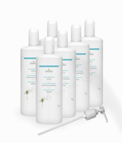 cosiMed Massagelotion Sensitiv | Bundle 6 x 1L | für empfindliche Haut | Made in Germany | inkl. Dosierpumpe