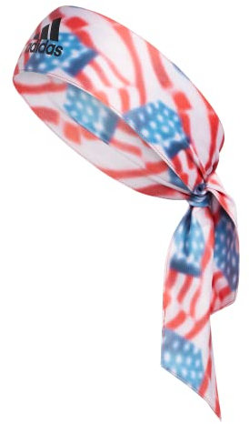 adidas Alphaskin Tie Headband, Americana Blur/Black, One Size