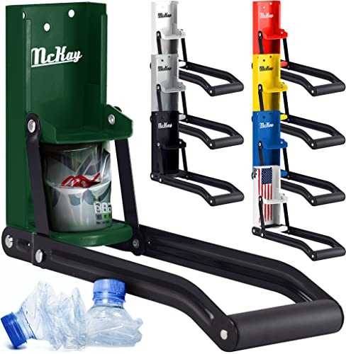 McKay Trituradora de latas de metal de 16 onzas, trituradora de pared resistente para seltzer de aluminio, refrescos, latas de cerveza y botellas para reciclaje, verde cazador