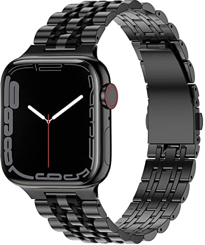 Anlinser Metallarmband Kompatibel mit Apple Watch Armband 49mm 46mm 45mm 44mm 42mm 41mm 40mm, Verstellbares Edelstahlarmband Kompatibel mit iWatch Ultra 2 Serie 10 9 8 7-1 SE(49/46/45/44,Schwarz)