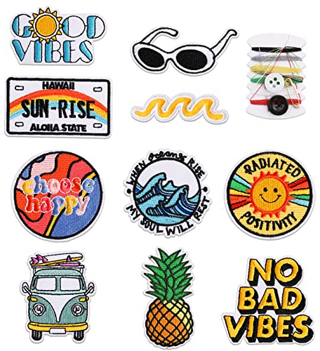 10 Stück Aufnäher zum Aufbügeln Kinder Sommersport Bestickter Bügelpatches Bügelbilder für Textilien Jacken Rucksäcke Jeans Nähen Reparatur DIY