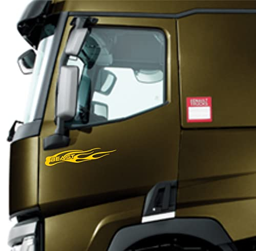 DualColorStampe Adesivi compatibili con Scania Iveco Man Daf Volvo per camion tir furgone beast bestia decorazioni camion accessori stickers COD.0223(Giallo)