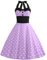Robe Vintage Années 50 Femme Retro Rockabilly Pin Up Élégante Robes sans Manche Dos Nu Décolleté en Cœur Polka Dot Trapèze Mariage Cocktail Soirée Fête Cérémonie Décontractée au Genou #Violet XXL