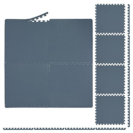 Relaxdays Tappetino protettivo per attrezzature sportive e fitness, bordato, EVA, superficie 6 m², larghezza 60 x 60 cm, colore grigio