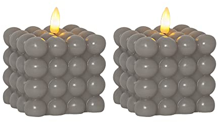 Bubble Kerze 2er Set | LED Kerzen mit Flackernder Flamme und Timerfunktion | Elektrische Kerzen mit Batterie