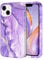 YINLAI for iPhone 13 Case Marble Pattern 3 in 1 Full Body Rugged Hard PC Back Cover Bumper, Soft Silicone Drop Shockproof Protection Girly Women Case for iPhone 13 6.1 Inch, Purple