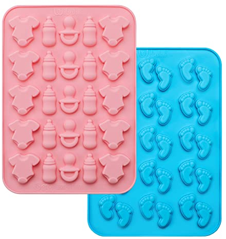 Webake Baby-Füße-Form, Baby-Einteiler, Babyflaschen-Schnuller, Bissgröße, Silikon, Schokolade, Süßigkeiten, Gummiform für Babyparty, Party, Kuchendekoration, Cupcake-Topper