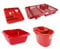 VTL® SET OF 4 PLASTIC MOP BUCKET - DISH DRAINER - CUTLERY TRAY - RECTANGULAR BOWL - 4 COLOURS (RED)
