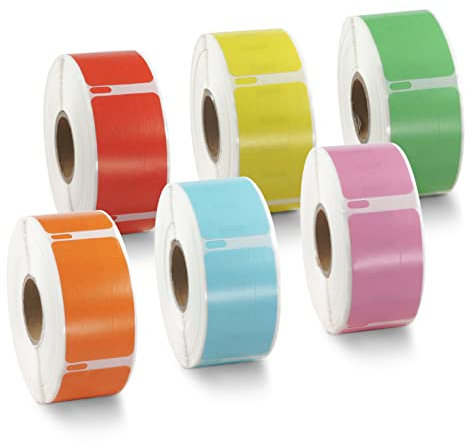 BETCKEY - 6 Rollen 6 Farbe gemischt Mehrzwecketiketten Kompatibel mit DYMO 11355(S0722550), 19mm x 51mm, 3000 Farbige Etiketten für LabelWriter 450, 4XL NICHT passend 550 oder 5XL