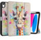 MEEgoodo Case for iPad A16 11th Generation 11 inch 2025/iPad 10th Generation 10.9 inch 2022, Tablet Cover with Trifold Stand + Pencil Holder + Auto Wake/Sleep + Soft TPU Back Cover, Giraffe