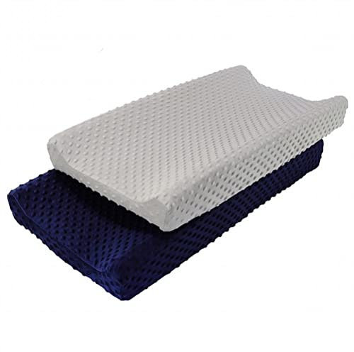 2 Stück Wickelauflagenbezug, Wasserdicht und Atmungsaktiv, Grau und Blau, 81x41x13 cm, Universal Passform für Wickeltische, Weicher Stoff mit Gummizug