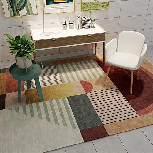 RUGMRZ Webteppich Jugendzimmer Rot grün geometrisches Muster super weich und modern anpassbar Terrassenteppich 200X300CM