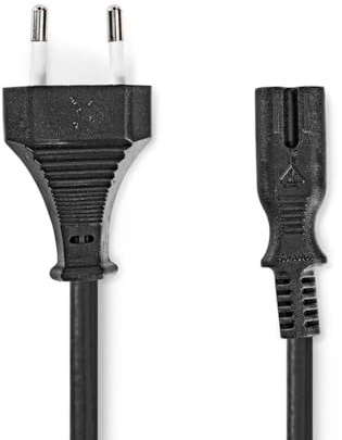 Power Cable | Euro Plug | IEC-320-C7 | 2.00 m | Straight | 2 x 0.75 mm² | Copper | Rolled | Nickel | H03VVH2-F 2 x 0.75 mm² | PVC | Power Plug: Euro/Type C (CEE 7/16) | Mains Power Supply