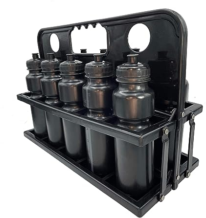 RHINOS sports Lot de 10 gourdes, 750 ml, avec support, noir