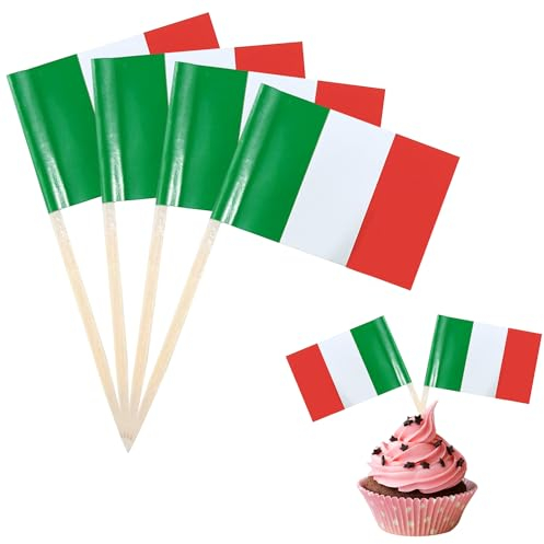 YXHZVON Italien Zahnstocher Flagge, 200 Stück Cocktail Stick Flaggen Mini-Flagge für Sandwich Cupcake Toppers Obst Geschirr Party Deko