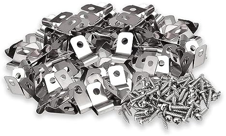 Nagoyuki 100 PCS Fence Wire Fence Clips Agricultural Fencing Mounting Clips Stainless Steel Screw Wire with Screws