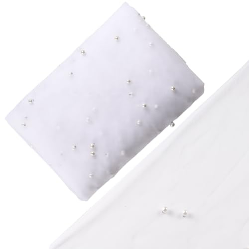 GORGECRAFT 183x150cm Die großen Weiße Netz-Tischdecke Spitzenstoffe Perlen-Tischdeckenläufer Errötende Braut-Hochzeits-Bogen-Dekorationen Abdeckungen Für Hochzeit Geburtstag Esstisch-Dekorationen