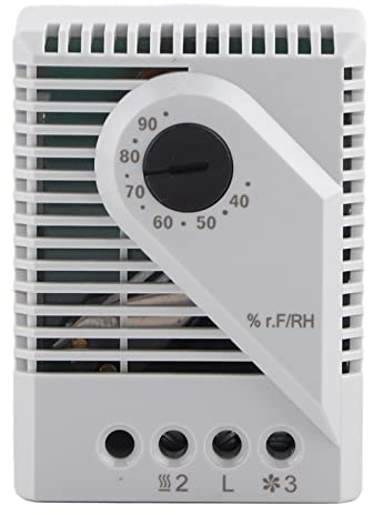 MFR012 Mechanischer Feuchtigkeitsregler, Hygrostat, Heizlüfter, Gehäuse aus PC-Material, Hitzebeständig, Regler, Regler, Luftentfeuchter, Luftbefeuchter für TV-Schrank (MFR012)