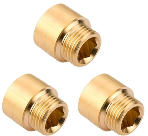 Hahnverlängerung G1/2 Zoll x 15 mm, 3 Stück messing Hahnverlängerung G1/2 Zoll(IG Ø 19,5mm x AG Ø 20,3mm) 15mm, verlängerung Fitting, Gewindefitting