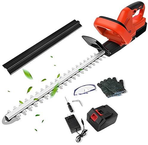 Akku-Heckenschere, Heckenschere für Makita 18v Batterie, Akku-Grasschere mit Akku und Ladegerät, Handschuhe, Schutzbrille, 15 mm Zahnabstand, elektrische kabellose Garten Heckenschere