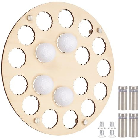 FINGERINSPIRE Golfball Display Halter Holz 19 Loch Golfball Wandhalterung Präsentationsständer Golfball Sammlungs Organizer Golfball Etui Golfball Zubehör Geschenke 30 cm Im Durchmesser