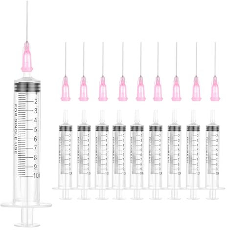 10ml Kunststoff Spritze mit Nadel 10 Stück Spritzen Einzeln Verpackt Langlebige Kolostrum Spritzen Vielseitige Dosierspritzen Wiederverwendbare Flüssigspritze Messspritze für Garten