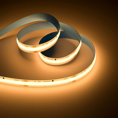 OULARA COB LED Streifen Warmweiss 2700K 6M,DC24V LED Strip Light CRI90+ für Schlafzimmer Küche DIY Beleuchtungsprojekt mit 8mm Cob Verbinder(Netzteil nicht im Lieferumfang enthalten)