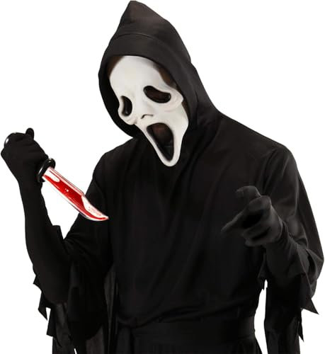 Hatstar Coltello sanguinoso | pieno di sangue artificiale | Pugnale sanguinoso | Accessorio per costume da zombie Halloween | Scream Prank Horror | Grusel per carnevale e carnevale | per donne, uomini