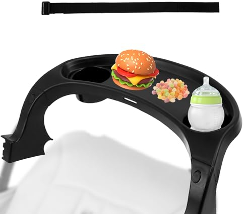 IH Baby Stroller Snack Tray Stroller Tray Attachment with 2 Cup Holders Reusable Stroller Food Tray Removable Stroller Snack Holder 38x13cm Pram Food Tray Multifunctional Stroller Accessories for Baby