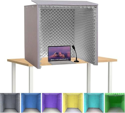 Portable Sound Boxes, Desktop Sound Enclosures, Isolation Boxes, Homemade Recording Studios, Isolation Acoustic Enclosures, Condenser Speakers For Studio Microphones To Laptops And Devices(Grey)