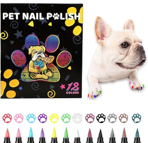 Dog Nail Polish Set | Multipurpose Fast Drying Nail Polish Pen - 12 Colors User Friendly Nail Polish Set, Cat Nail Polish Set for Horses, Rabbits
