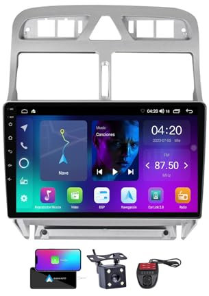 ZZPHKK Android 13 Autoradio mit Navi für Peugeot 307 1 2001-2008丨9 Zoll Doppel Din Auto Radio Touch Display mit Carplay Android Auto/Bluetooth 5.0/FM RDS DAB+/Lenkradsteuerung/DSP(NF-2)