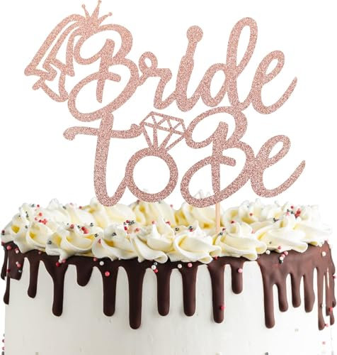 SYKYCTCY 1 Pack Bride to Be Cake Topper with Glitter Ring Bridal Shower Cake Pick Decorations for Wedding Engagement Theme Bachelorette Party Supplies Rose Gold