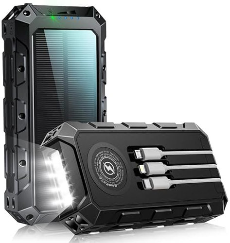 Solar Power Bank 46800mAh, Solar Charger PD 22.5W Fast Charging, Qi Wireless Potable Charger for Cell Phones, Battery Pack Power Bank with Flashlight and Compass
