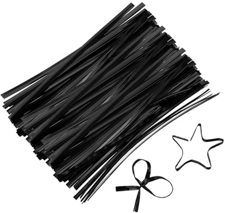 QUARKZMAN 800 Stück 4 Twistbinder Metallik Twist Ties Verdrehte Kabelbinder Wiederverwendbar Plastik Beschichtet Verdrehte für Bäckerei Schwarz