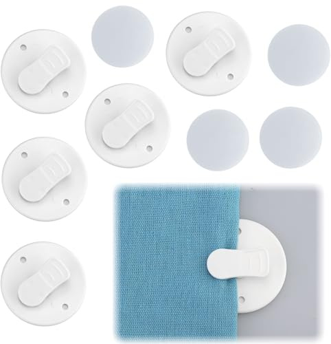 Lot de 6 clips de rideau de douche de 5 cm - Protection anti-éclaboussures - Clips auto-adhésifs - Protection contre le vent - Blanc - Pour rideau de douche - Accessoires intelligents