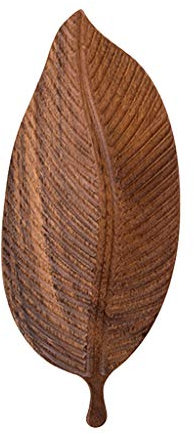 TENCOCO para Plato de Cena Ovalado con Forma de Hoja de Madera Creativa Bandejas de Madera para Servir Platos Plato de Comida fácil