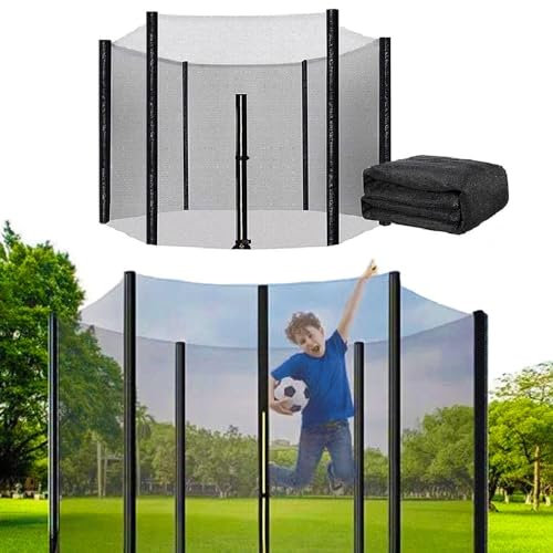 HNGKGJBL Sicherheitsnetz Ersatznetz für Trampolin Ø 244 305 366 427 cm, Gartentrampolin Ersatznetz für 6/8/12 Stangen, Außennetz, Ersatzteil reißfest, UV-beständig(14ft-8 Poles)