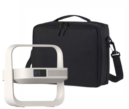 Sac de rangement souple pour projecteur portable XGIMI Elfin Flip - Sac de rangement épais et portable avec bandoulière réglable, design de poche en filet pour accessoires, Noir doux