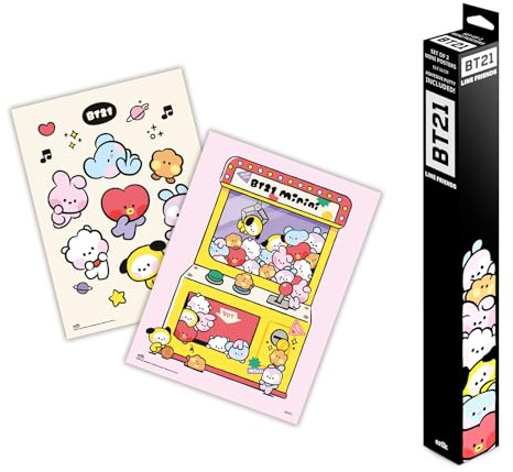 Grupo Erik BT21 Set 2 Stück Poster Kunstdruck | Poster Deko Wohnzimmer oder Deko Schlafzimmer - Deko Zimmer - Größe 38 x 52 cm - Offizielle Lizenz